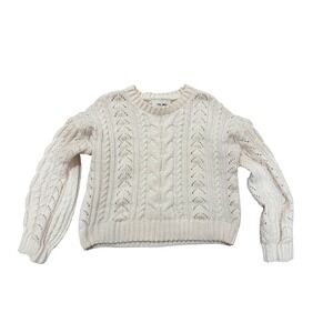 Pink Rose Cream Cable Knit Cropped Sweater – Size M
